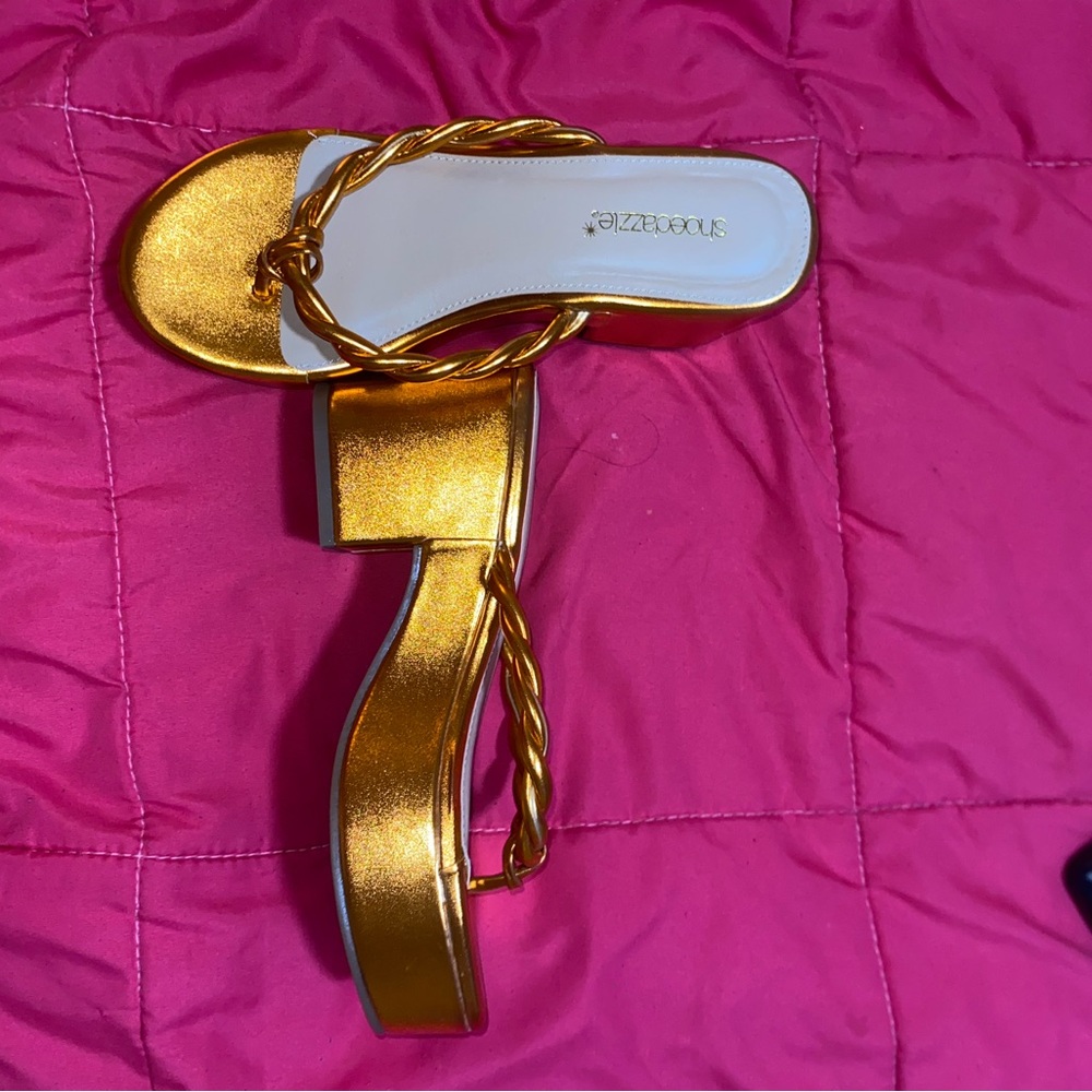 Orange Metallic Platform Sandals